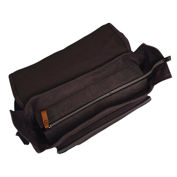 Messenger Bag for Men Women 13-14 Inch Laptop Water Resistant Shoulder Bag Brown - Picture 4 of 11